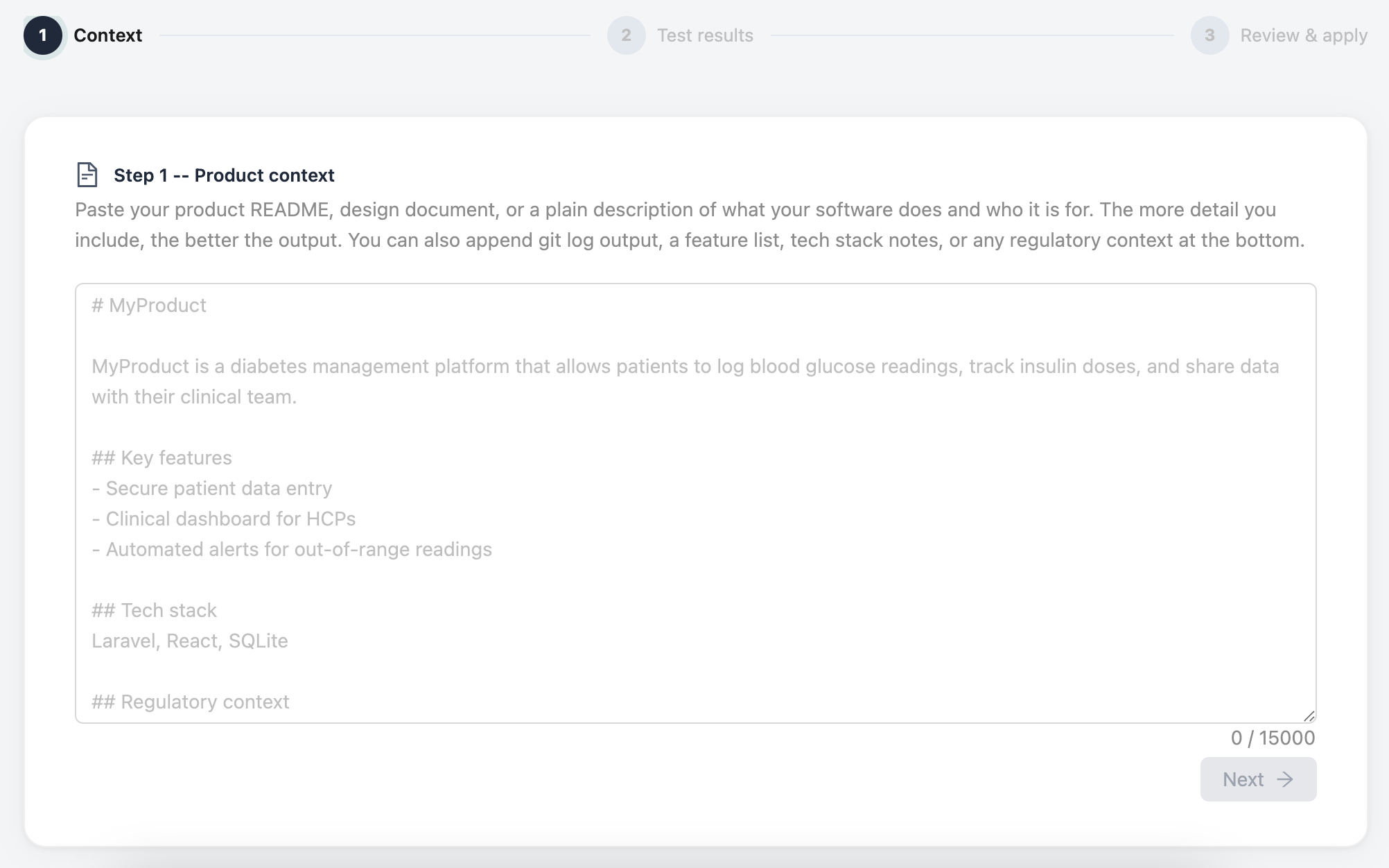 QualiHQ bootstrap step 1 -- describe your product